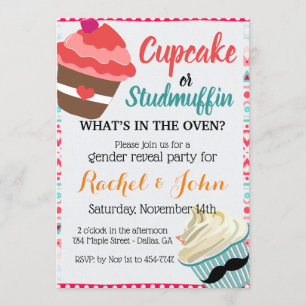 Convite RSVP Personalizado do Chá de fraldas de Muffin de