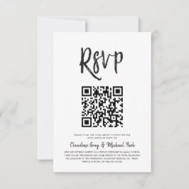 Convite RSVP por Código QR | Estilo de Script Branco Preto