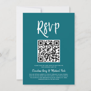 Convite RSVP por Código QR   RSVP de Estilo de Script Teal