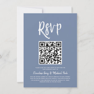 Convite RSVP por Código QR   RSVP do Estilo de Script Azul