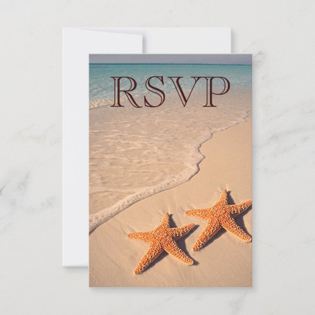 Convite RSVP Praia Oceano Tropical Estrela-do-Mar Casament (Frente)