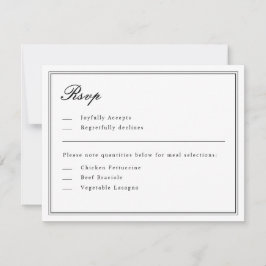 Convite RSVP Preto e Branco do Script Clássico Absoluto