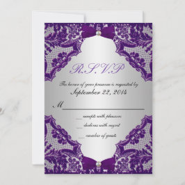 Convite RSVP Purple e Silver Weding