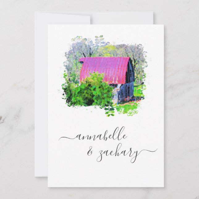 Convite *~* RSVP QR Antigo Casamento Russo do País do Barn (Frente)