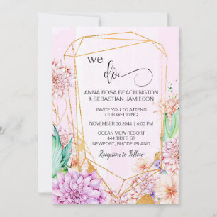 Convite *~* RSVP QR AR15 Floral WE DO Casamento Geométric
