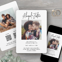 Convite RSVP QR Chic Minimalista Tudo em Um 2 Fotos Casame