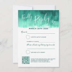 Convite RSVP qr de resposta ao casamento de abstrato verde