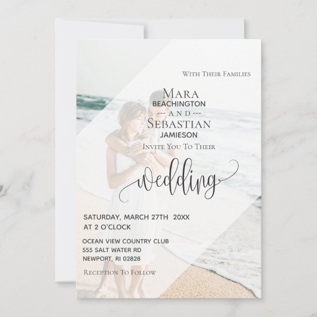 Convite *~* RSVP QR economiza $ DOIS Casamento de Foto (Frente)