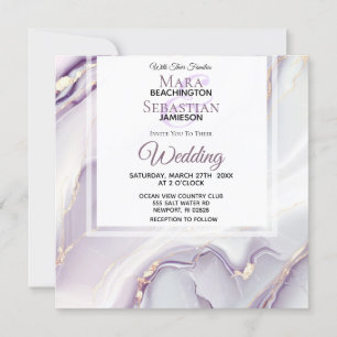 Convite *~* RSVP QR LAVANDA DOURADA Casamento MARBLe AR66