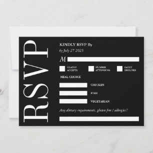 Convite RSVP Responde gentilmente a um monograma preto e b