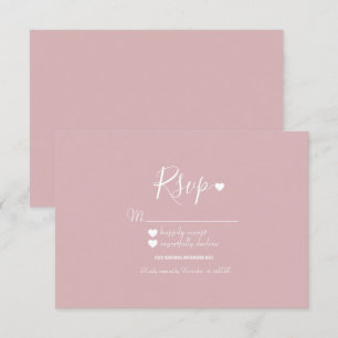 Convite RSVP Rosa e Corações Simples Moderno