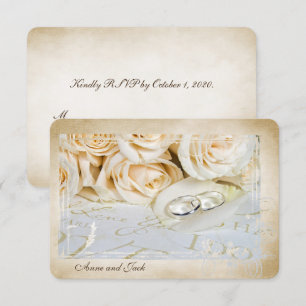 Convite RSVP rosas e alianças Cerimônia de Renovação de Vo