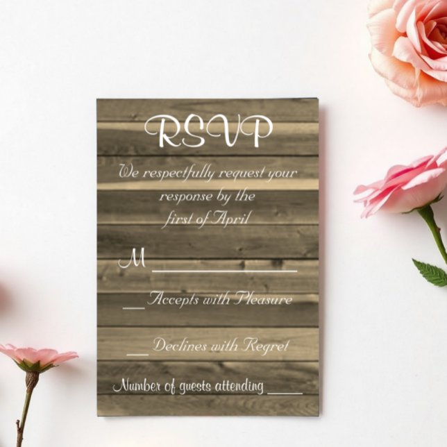 Convite RSVP Rustic Country Wooden (Criador carregado)