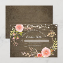RSVP Rústico Madeira Elegante Pintado Botânico Flo