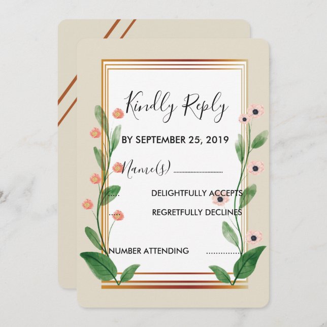 Convite RSVP sofisticado e clássico (Frente/Verso)