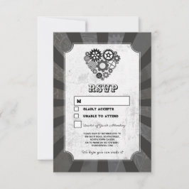 Convite RSVP Steampunk Wedding Hears Retro