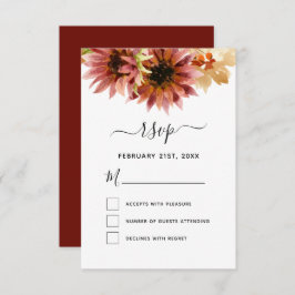 Convite RSVP Sunflower Burgundy Casamento