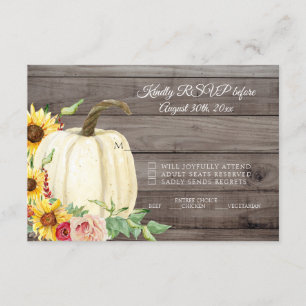 Convite RSVP Sunflower Pumpkin Blush Burgundy Barn Wood