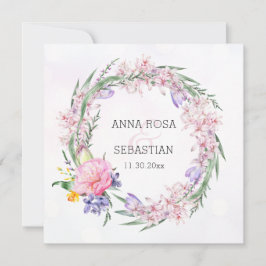 Convite *~* RSVP Sweet Boho Floral Wreath QR AR12 Casament