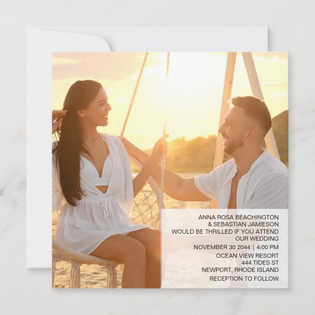 Convite *~* RSVP Tropical QR AP13 PHOTO Palms Wedding (Frente)