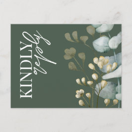 Convite RSVP Verde e Branco para Boho Eucalyptus D