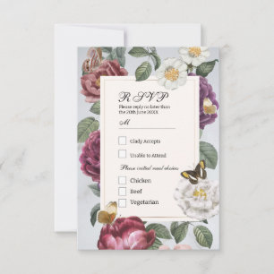 Convite RSVP Wedding Bloom Floral Flower Butterfly