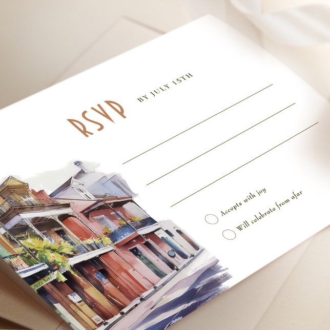 Convite RSVP Wedding Inserir Trimestre Francês de Nova Orl (Criador carregado)