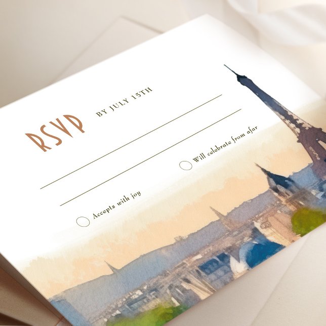 Convite RSVP Wedding Insert Paris France Destination Invit (Criador carregado)