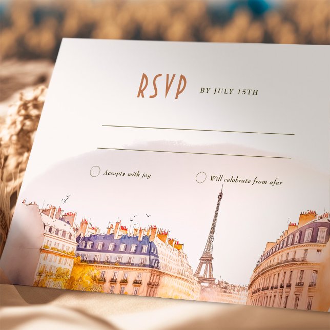 Convite RSVP Wedding Insert Paris France Destino (Criador carregado)