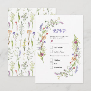 Convite RSVP Wedds Wildflower Ditsy Floral