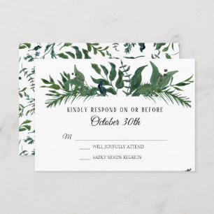 Convite RSVP Weding Emerald Forest Foliage Foliage Foleave