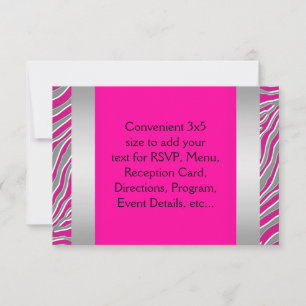 Convite RSVP Zebra Rosa Vibrante
