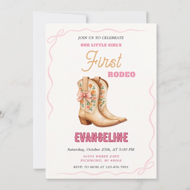 Convite Rua 1festa de aniversário Selvagem de Rodeo (Frente)