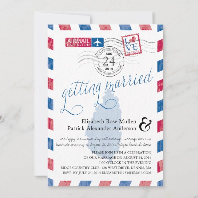 Convite Rua. Casamento com Lucia Airmail (Frente)