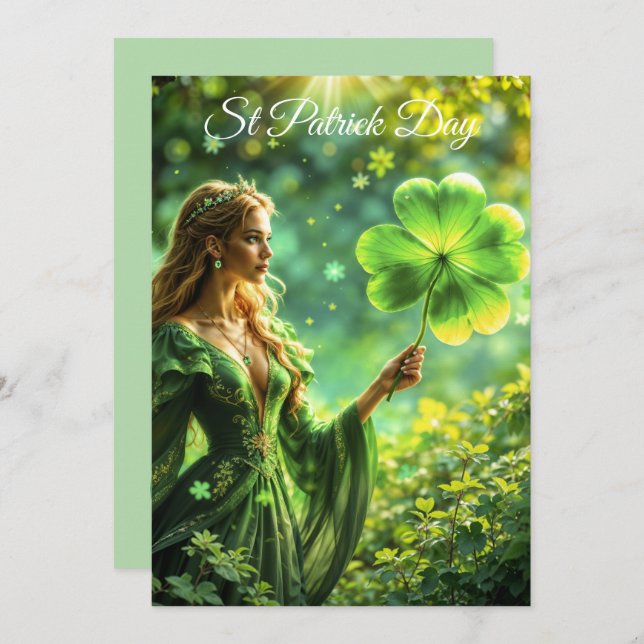 Convite Rua de fada de fantasia Patrick Day Folclore da Ir (Frente/Verso)