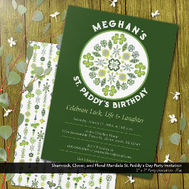 Convite Rua de Shamrock Clover Mandala. Festa de aniversár