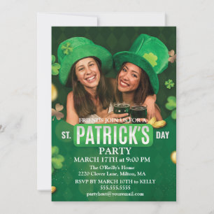 Convite Rua. Dia de Patrick, Shamrock Verde Vine Irish Par