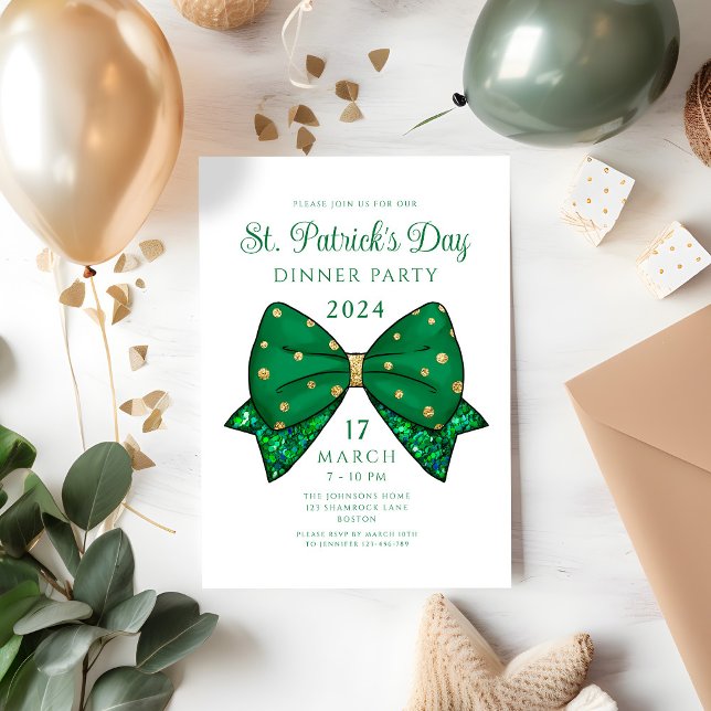 Convite Rua Elegante, Festa de Janto no Dia de Patrick (Elegant St. Patrick's Day Dinner Party Invitation)