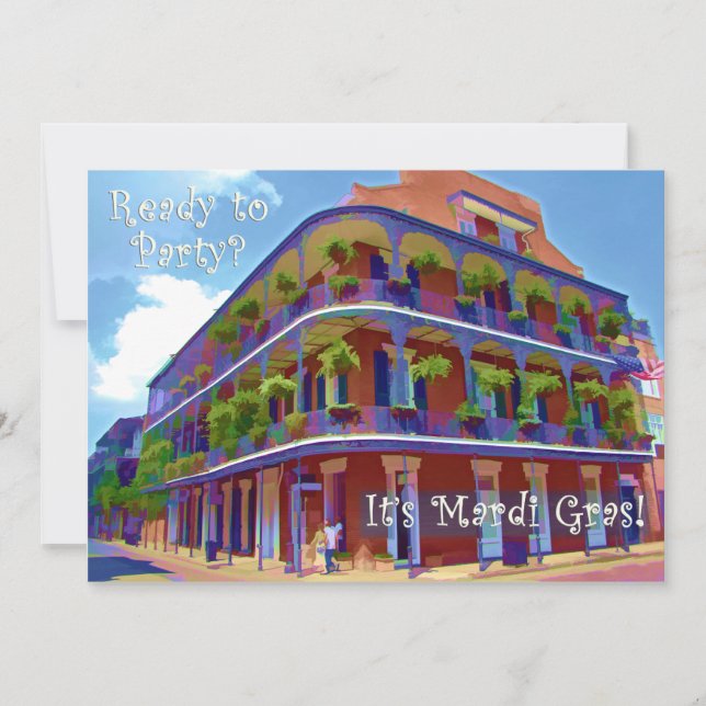 Convite Rua histórica de Nova Orleães do carnaval (Frente)