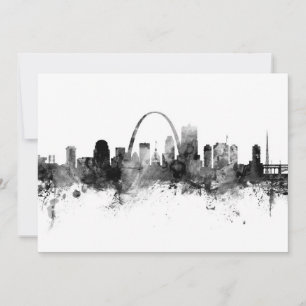 Convite Rua Louis Missouri Skyline Black White