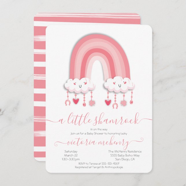 Convite Rua. O Chá de fraldas do Arco-Íris do Dia de Patri (Frente/Verso)