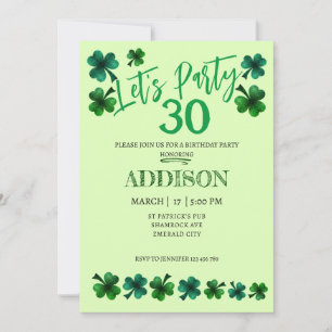 Convite Rua Patrick Day Birthday Permite a festa de adulta