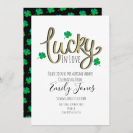 Convite Rua Patrick Day Lucky In Love Dourado Chá de panel