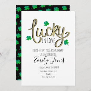 Convite Rua Patrick Day Lucky In Love Dourado Chá de panel