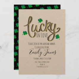 Convite Rua Patrick Day Lucky In Love Dourado Chá de panel