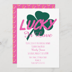 Convite Rua Patrick Day Lucky Pink Chá de panela