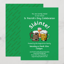 Convite Rua Patrick Day Sláinte Cheers & Beers Party