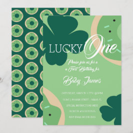 Convite Rua. Patricks Lucky Primeiro Aniversário Rosquinha
