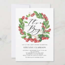 Convite Rua Rustic Red Cherries É um Chá de fraldas