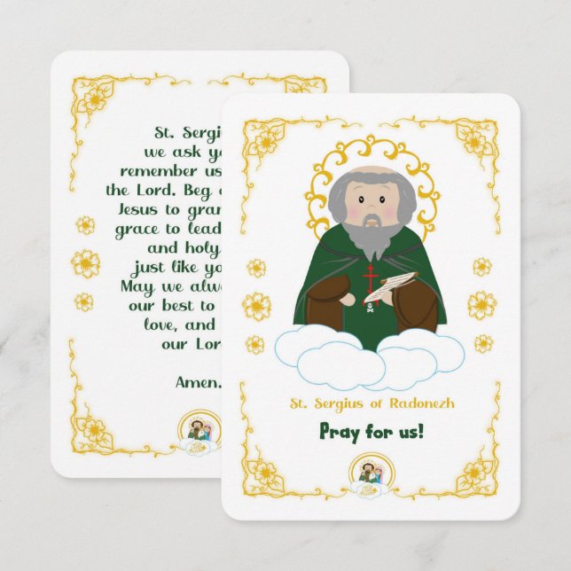 Convite Rua. Sérgio de Radonezh Santa Placa (Frente/Verso)